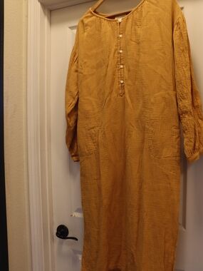 Universal Thread Mustard Button-Front Casual Long Shirt